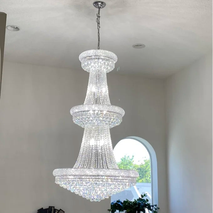 3-Tier Empire Gold/Chrome Crystal Chandelier
