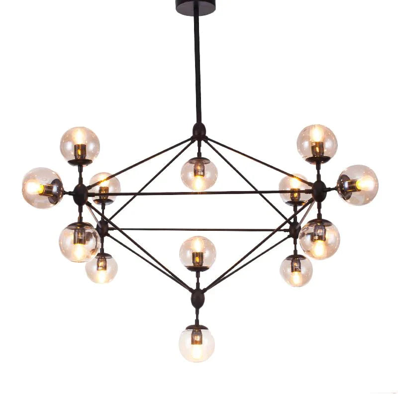 10/15/21-Light Black Diamond Industrial Glass Chandelier