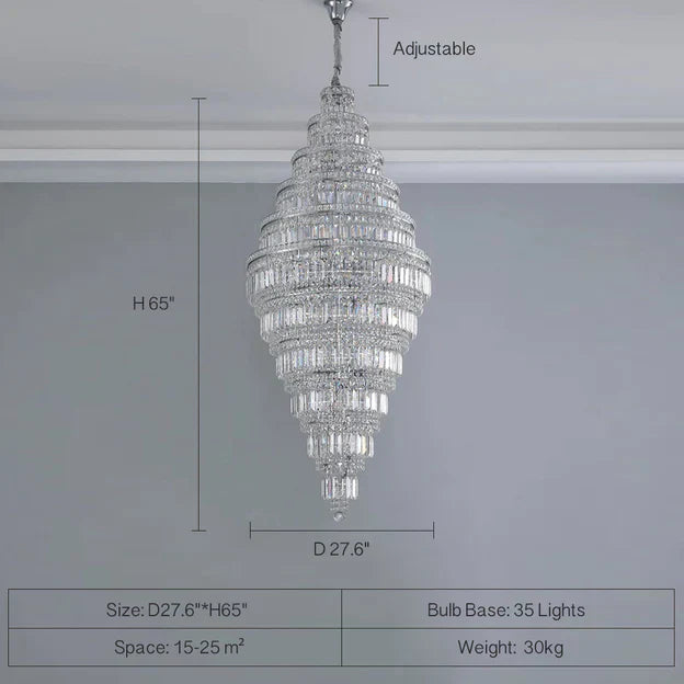 11-Tier Extra Large Crystal Chandelier in Chrome Finish