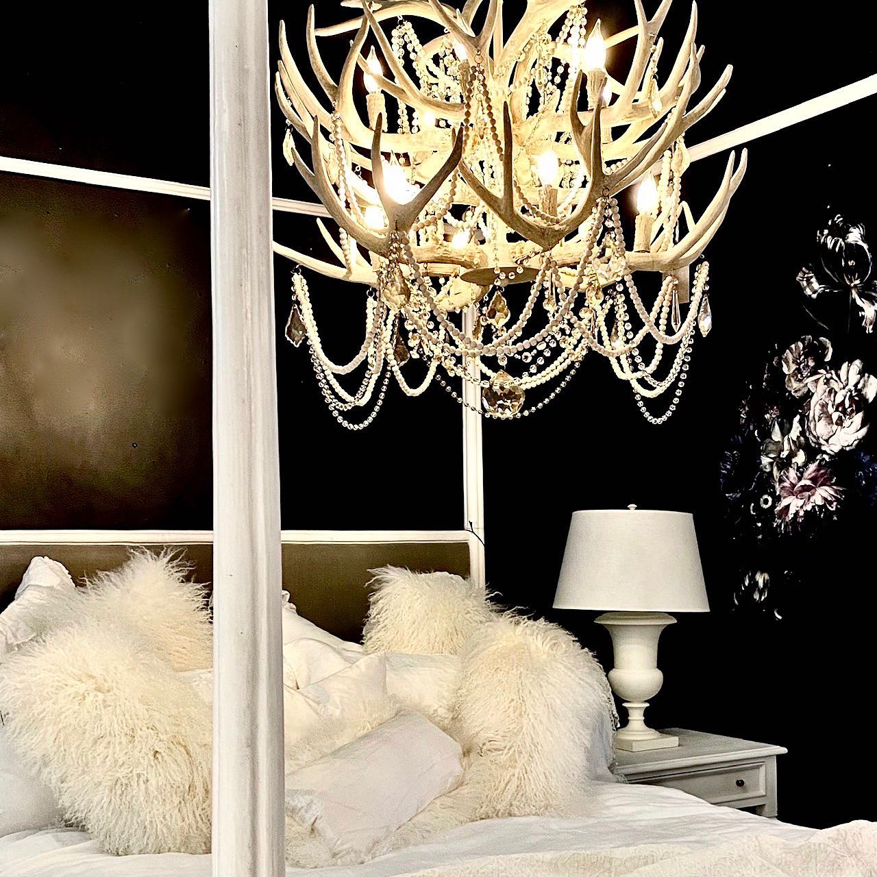 2-Tier Pure White Antler Chandelier