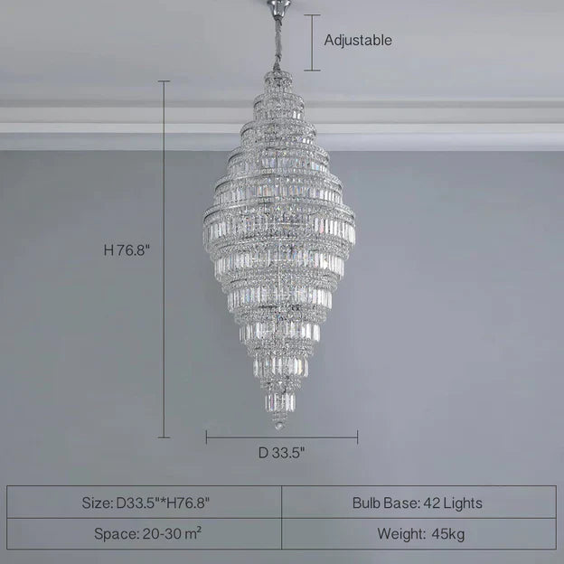 11-Tier Extra Large Crystal Chandelier in Chrome Finish
