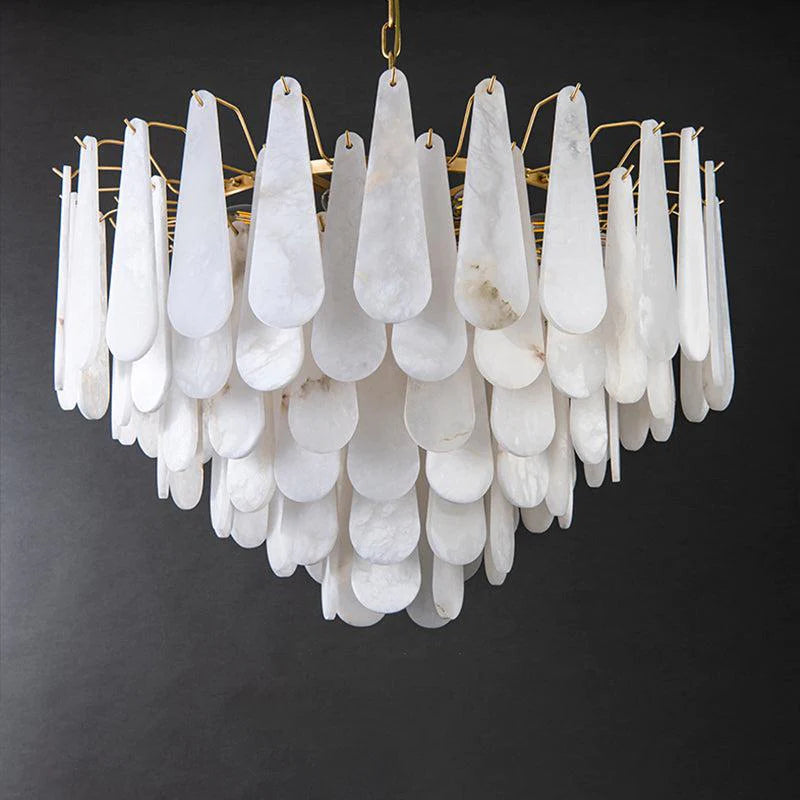 Suellen Alabaster Foyer Chandelier Lighting, Luxury Modern Lighting