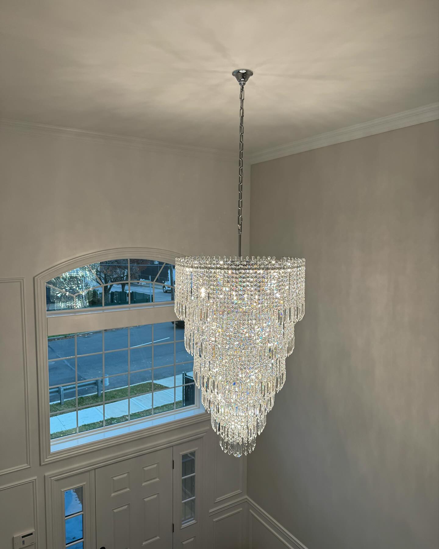 30-Light 6-Tier Round Waterfall Crystal Chandelier