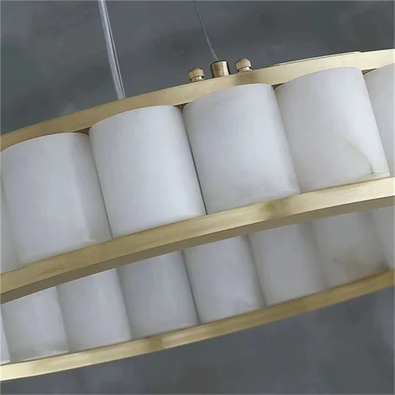 Blushlighting Alabaster Circle Round Pendent Light, Galaxy Pendant Light