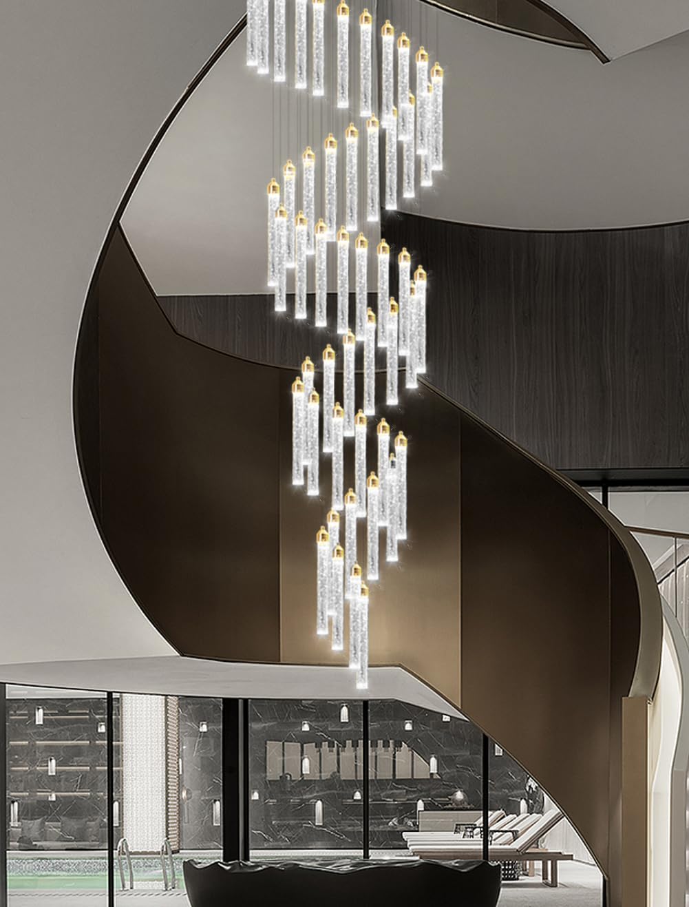 30-Lights High Ceiling Chandelier Modern LED Chandelier for Living Room