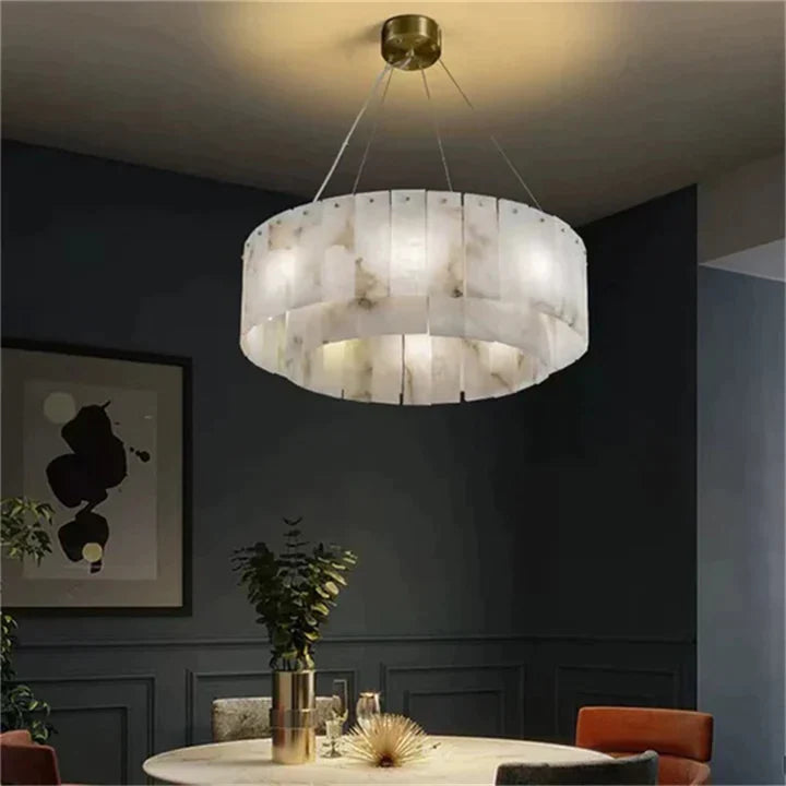 Alabaster 2-Tier Round Chandelier