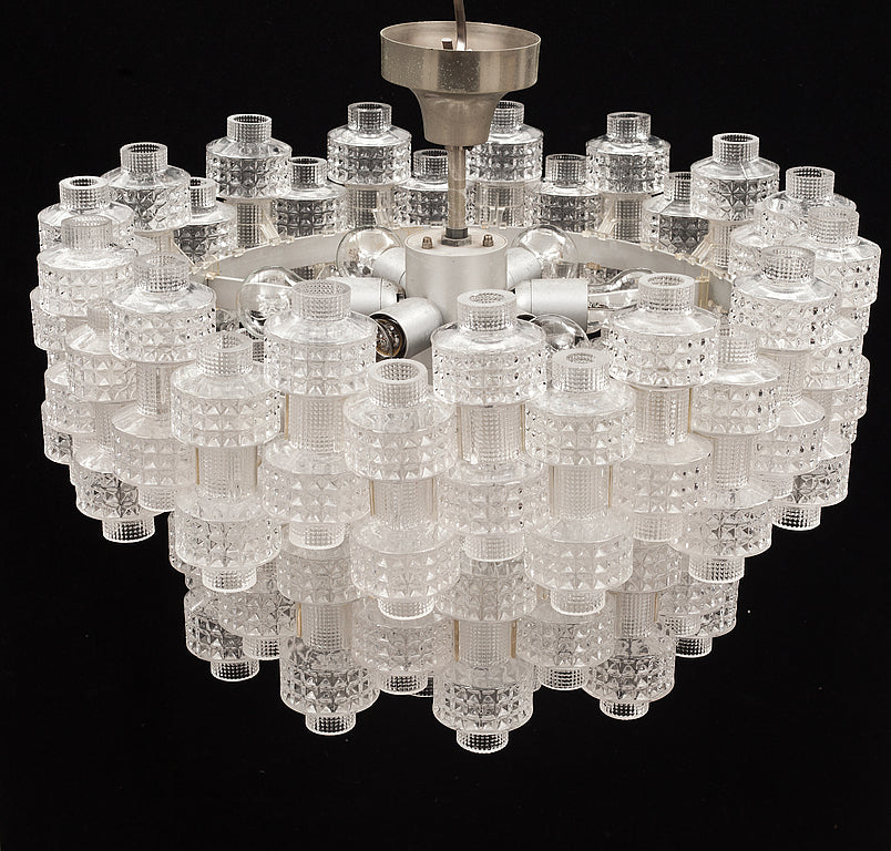 1/2-Tier Intricately Patterned Glass Chandelier