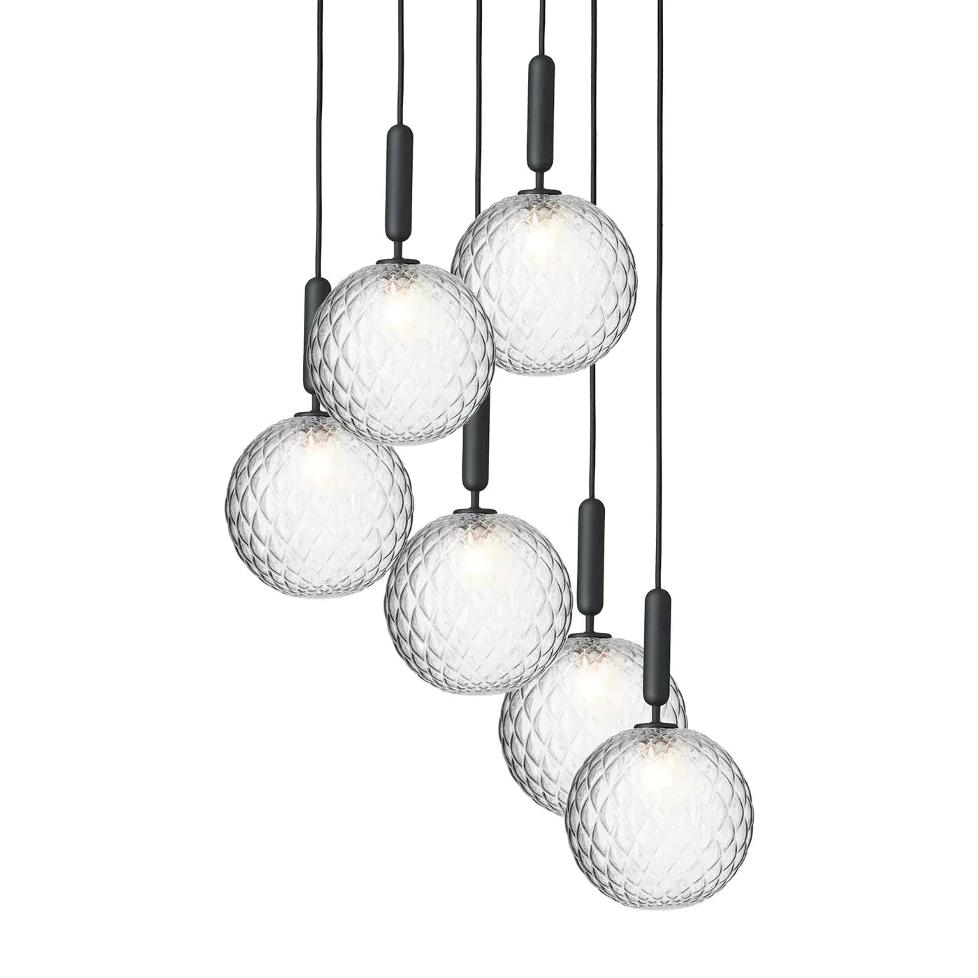 1/3/6/13-Globes Clear/White Glass Pendant Chandelier
