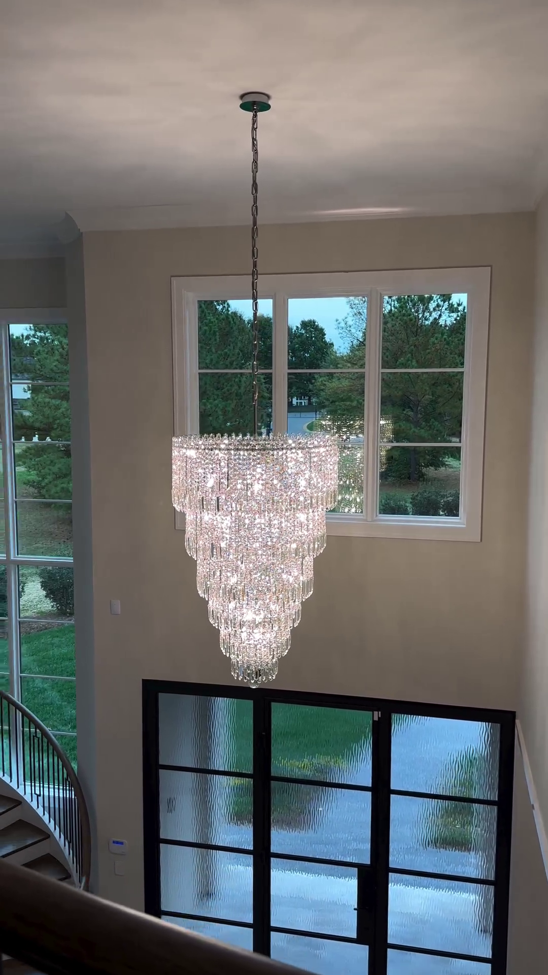 30-Light 6-Tier Round Waterfall Crystal Chandelier
