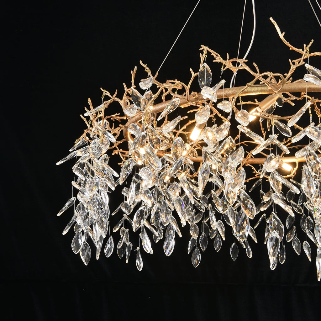 Arianna Round Gold Clear Modern Crystal Chandelier chandeliers for dining room,chandeliers for stairways,chandeliers for foyer,chandeliers for bedrooms,chandeliers for kitchen,chandeliers for living room Rbrights