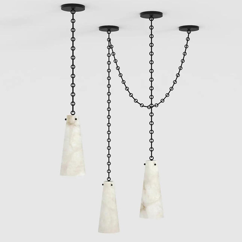 Contemporary Chandelier 202A-3 in Alabaster, 3-Light Vintage Alabaster Pendant Cluster