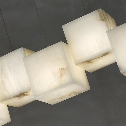 Alabaster Cubic Pendant For Dining Table, Kitchen Island Pendant