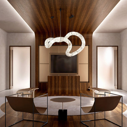 Blus Lighting Beverly Symmetrical Entryway Alabaster Pendant Light for Dining Table