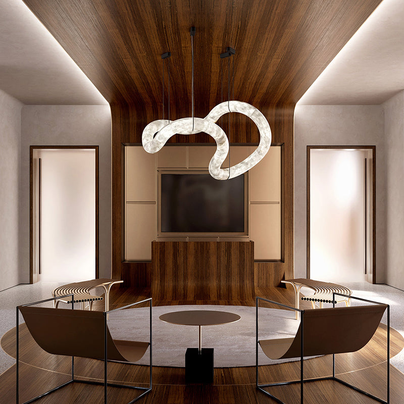 Blus Lighting Beverly Symmetrical Entryway Alabaster Pendant Light for Dining Table