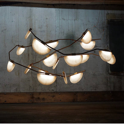 Blus Lighting Selena Alabaster Chandelier, Luxury Modern Chandelier for Living Room