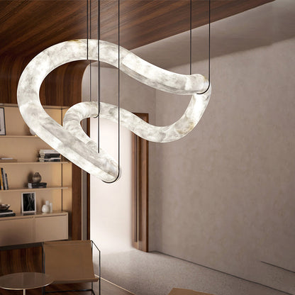 Blus Lighting Beverly Symmetrical Entryway Alabaster Pendant Light for Dining Table