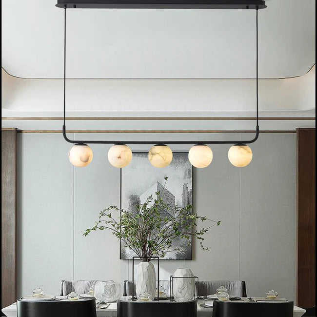 Blus Lighting Modern Luxury Alabaster Global Kitchen Island Pendant 5 Lights
