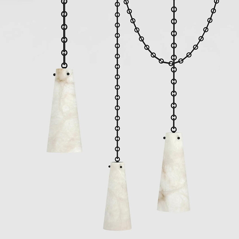 Contemporary Chandelier 202A-3 in Alabaster, 3-Light Vintage Alabaster Pendant Cluster