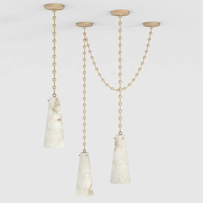 Contemporary Chandelier 202A-3 in Alabaster, 3-Light Vintage Alabaster Pendant Cluster