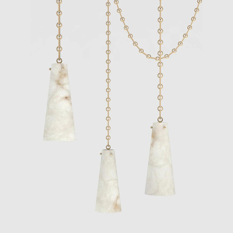 Contemporary Chandelier 202A-3 in Alabaster, 3-Light Vintage Alabaster Pendant Cluster