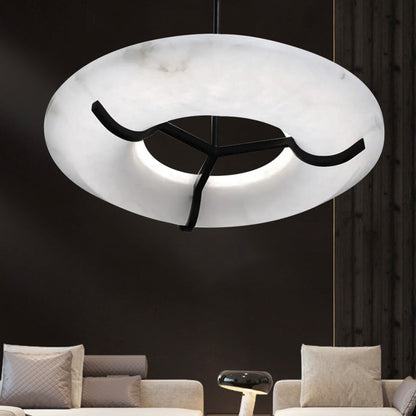 Blus Lighting Isla Round Alabaster Dining Room Chandelier, Modern Lamp