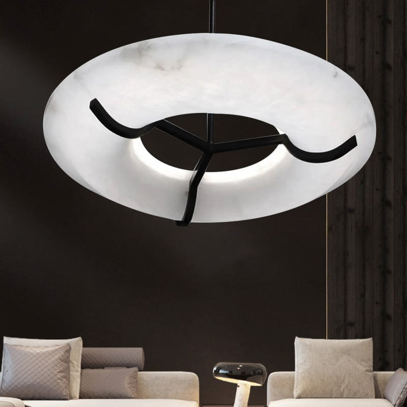 Blus Lighting Isla Round Alabaster Dining Room Chandelier, Modern Lamp