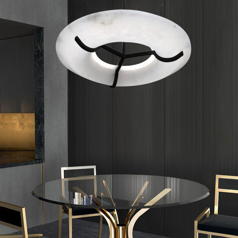 Blus Lighting Isla Round Alabaster Dining Room Chandelier, Modern Lamp