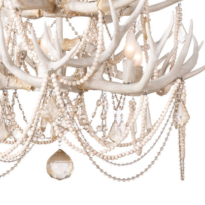 2-Tier Pure White Antler Chandelier