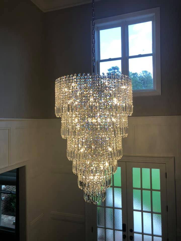 30-Light 6-Tier Round Waterfall Crystal Chandelier