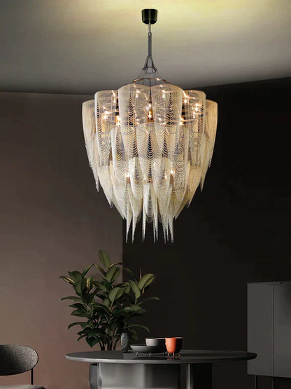 13/19-Light Extra Large Creative Multi-tiered Personalized Tassel Chandelier