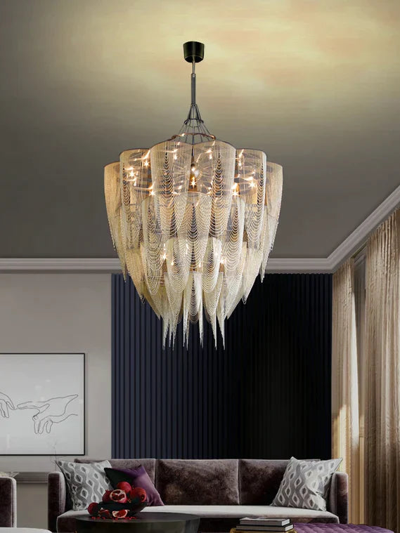 13/19-Light Extra Large Creative Multi-tiered Personalized Tassel Chandelier