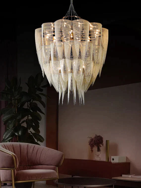 13/19-Light Extra Large Creative Multi-tiered Personalized Tassel Chandelier