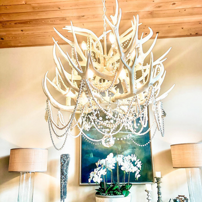 2-Tier Pure White Antler Chandelier