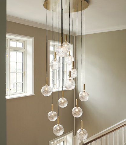 1/3/6/13-Globes Clear/White Glass Pendant Chandelier