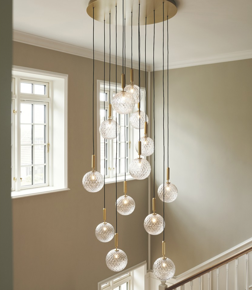 1/3/6/13-Globes Clear/White Glass Pendant Chandelier