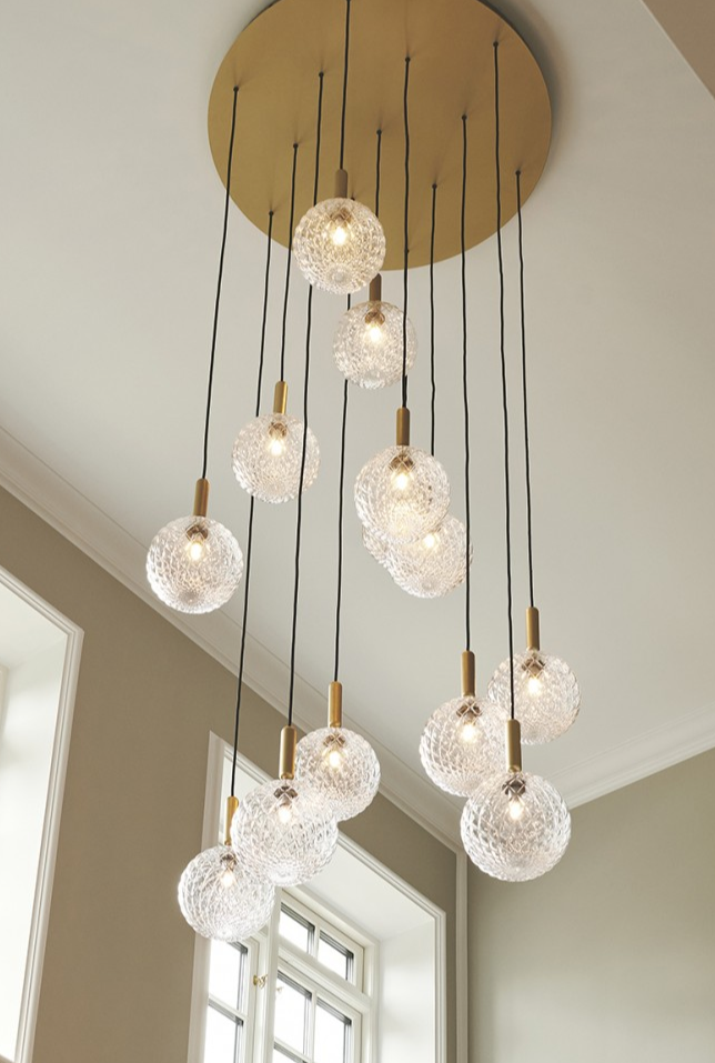 1/3/6/13-Globes Clear/White Glass Pendant Chandelier