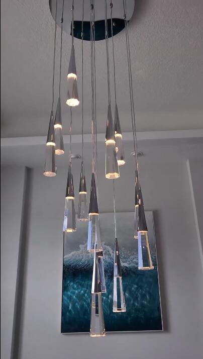 1/13/25-Light Polished Chrome Crystal LED Pendant