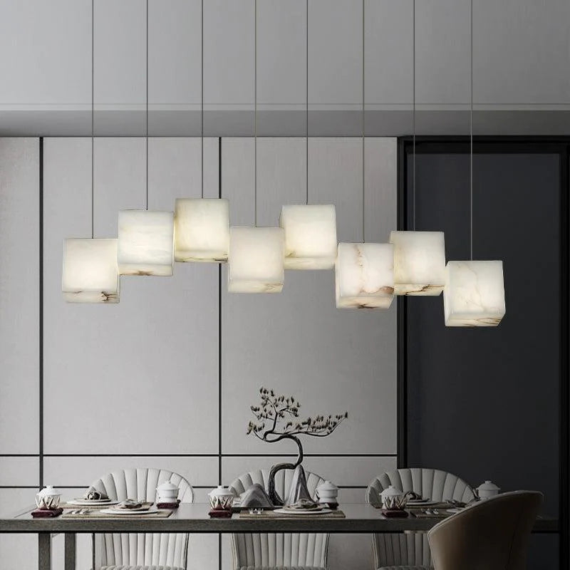 Alabaster Cubic Pendant For Dining Table, Kitchen Island Pendant