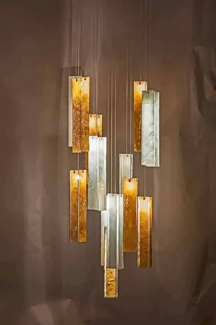 1/25/60/84-Light Colorful Rectangle Cluster Glass Tile Pendant/Chandelier