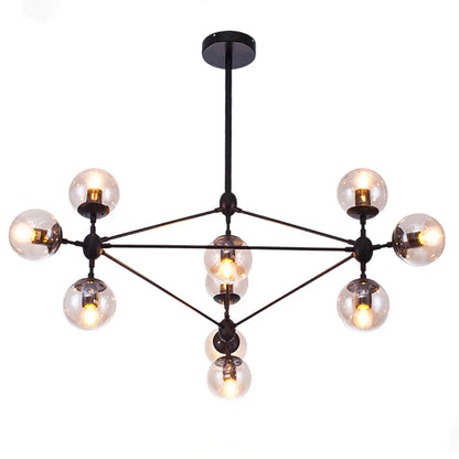 10/15/21-Light Black Diamond Industrial Glass Chandelier
