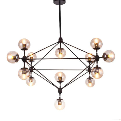10/15/21-Light Black Diamond Industrial Glass Chandelier