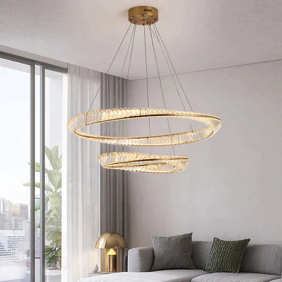 1/2/3/4-Rings Crystal Chandelier in Gold/Chrome Finish
