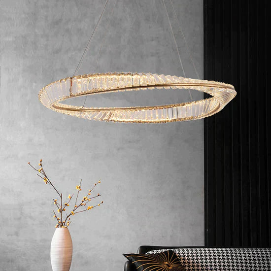 1/2/3/4-Rings Crystal Chandelier in Gold/Chrome Finish