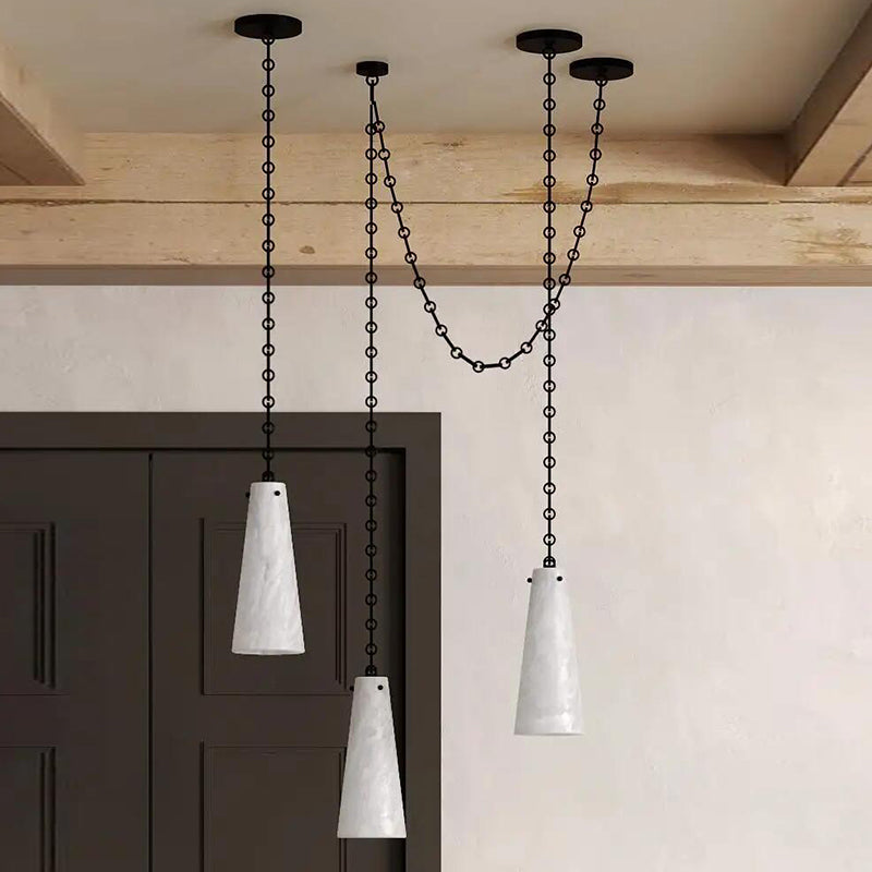Contemporary Chandelier 202A-5 in Alabaster, 5-Light Vintage Alabaster Pendant Cluster