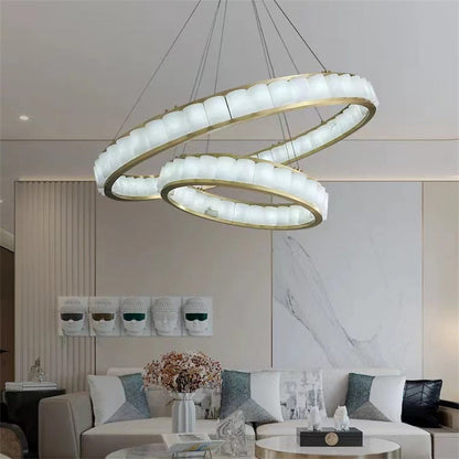 Blushlighting Alabaster Circle Round Pendent Light, Galaxy Pendant Light