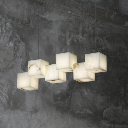 Alabaster Cubic Pendant For Dining Table, Kitchen Island Pendant