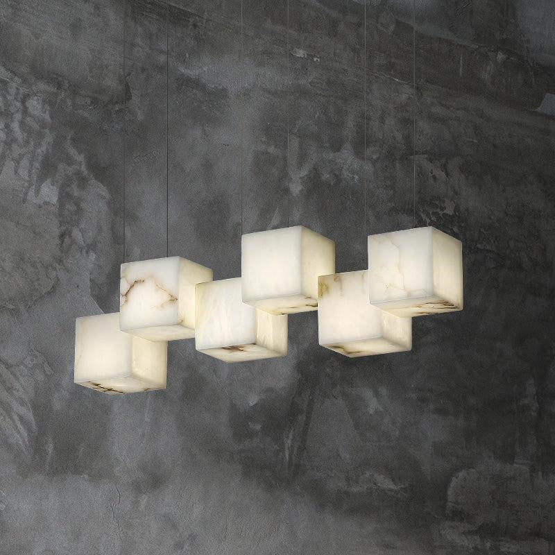 Alabaster Cubic Pendant For Dining Table, Kitchen Island Pendant