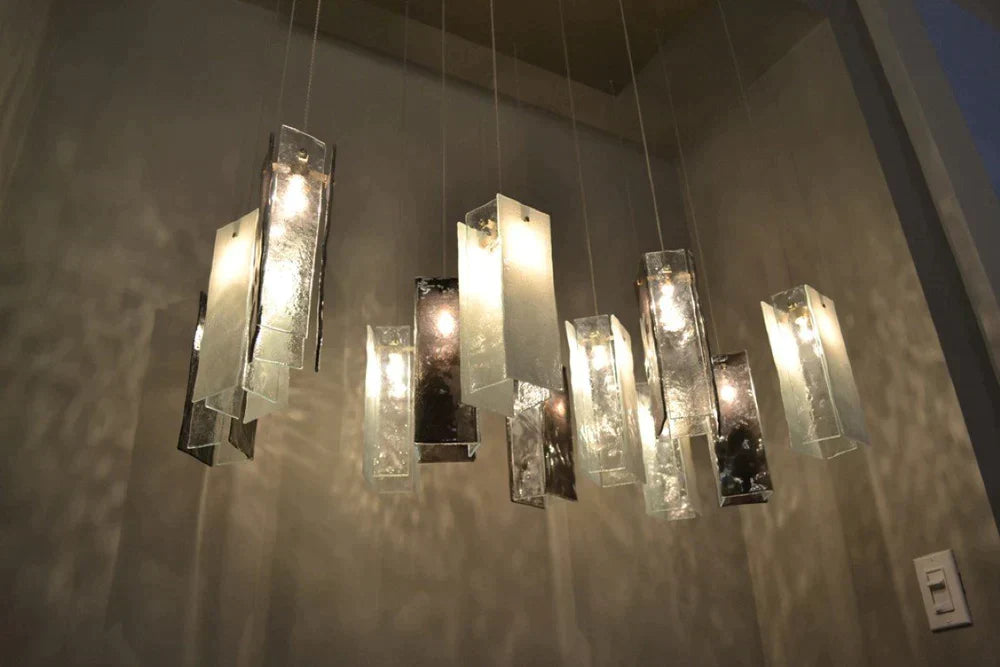 1/25/60/84-Light Colorful Rectangle Cluster Glass Tile Pendant/Chandelier