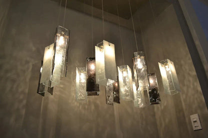 1/25/60/84-Light Colorful Rectangle Cluster Glass Tile Pendant/Chandelier