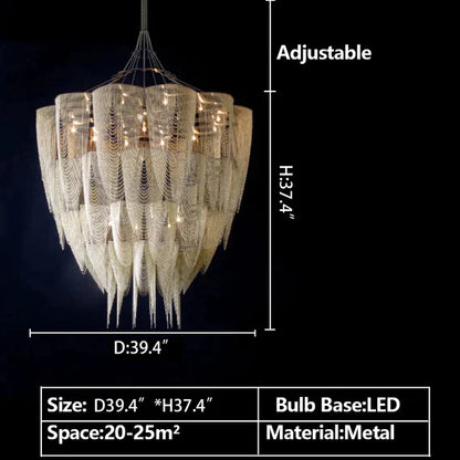13/19-Light Extra Large Creative Multi-tiered Personalized Tassel Chandelier